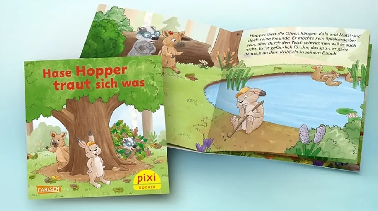 Das Cover des Pixi „Hase Hopper traut sich was“