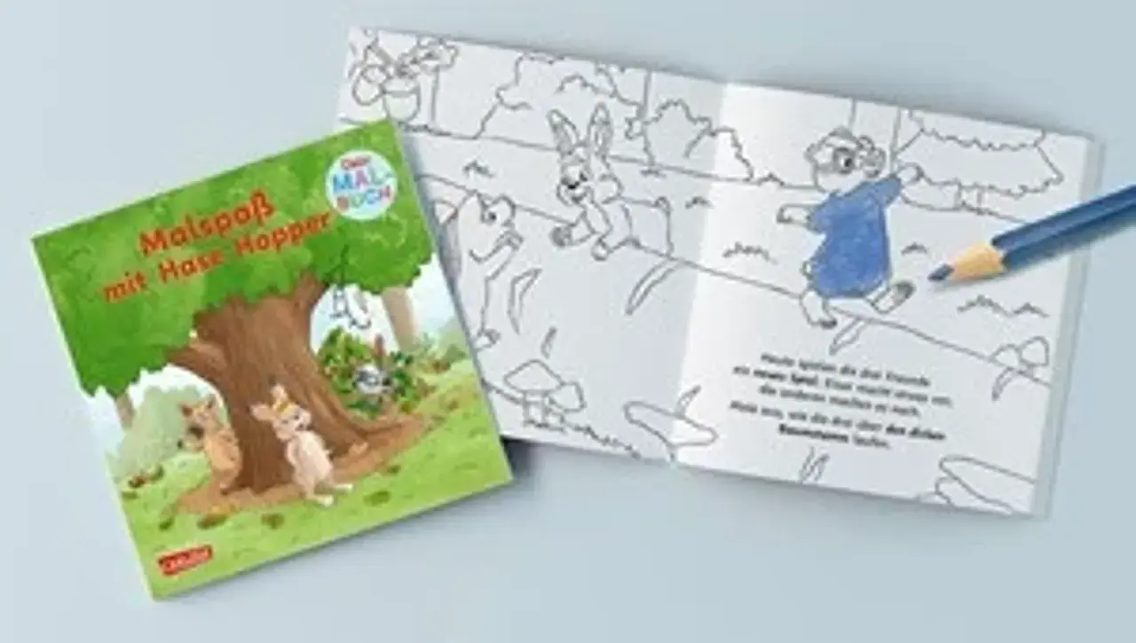 © Carlsen Verlag Ansicht des Ausmalheft-Covers und auf eine Innenseite zum Ausmalen.