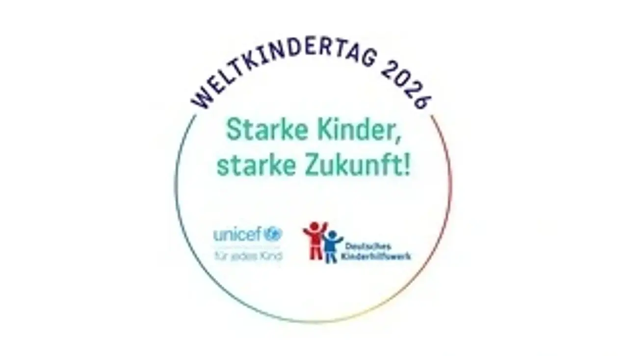© Deutsches Kinderhilfswerk e.V./ Unicef Kreisrundes Logo zum Weltkindertag mit dem Schriftzug „Starke Kinder, starke Zukunft!“